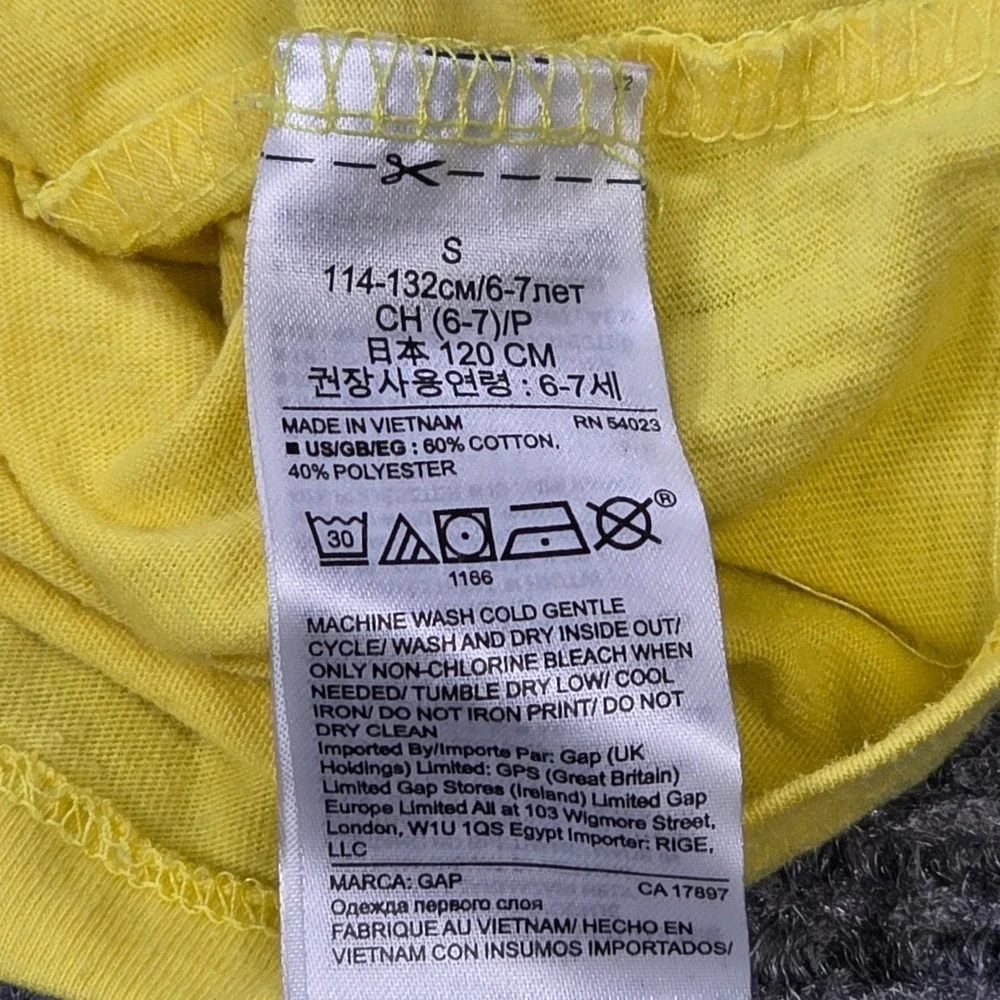 Gap Kids‎ Graphic Logo T-Shirt Boy's Size Small Yellow Short Sleeve Cotton Blend